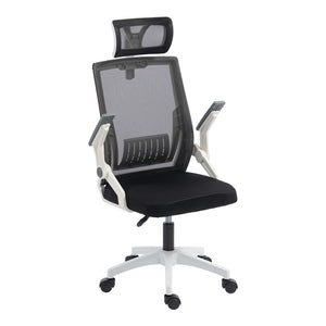 Καρέκλα γραφείου Plymot pakoworld λευκή - mesh μαύρο 48x58x112-122εκ