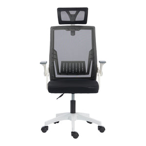 Καρέκλα γραφείου Plymot pakoworld λευκή - mesh μαύρο 48x58x112-122εκ