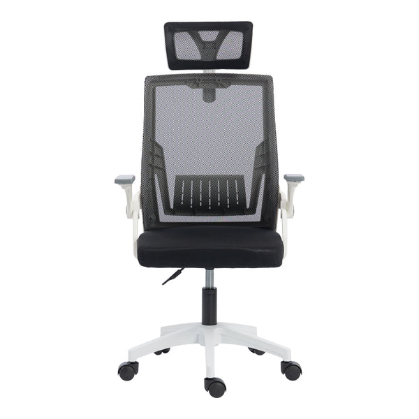 Καρέκλα γραφείου Plymot pakoworld λευκή - mesh μαύρο 48x58x112-122εκ