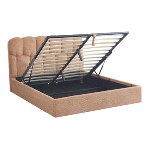 Κρεβάτι διπλό Sectra pakoworld terracotta μπουκλέ ύφασμα 160x200εκ