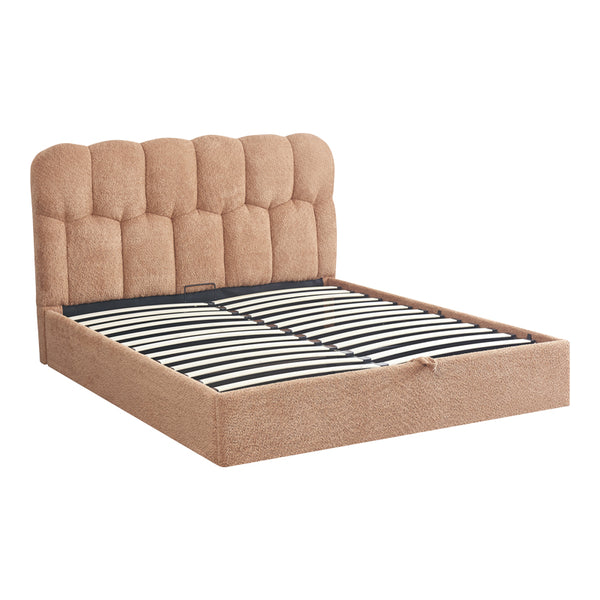 Κρεβάτι διπλό Sectra pakoworld terracotta μπουκλέ ύφασμα 160x200εκ