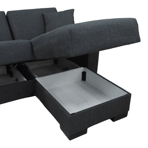 Γωνιακός καναπές Kρεβάτι αναστρέψιμος με αποθηκευτικό χώρο Dumma pakoworld ανθρακί ύφασμα 226x146x86εκ
