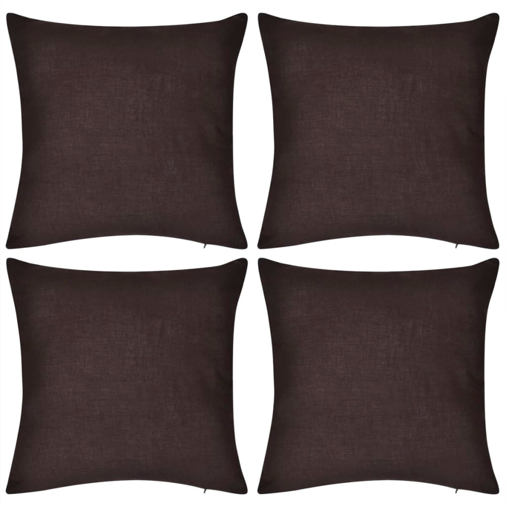 130913 4 Brown Cushion Covers Cotton