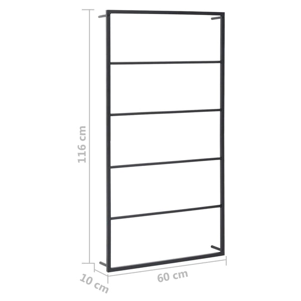 Βάση Για Πετσέτες Επιτοίχια Μαύρη 60 X 10 X 116 Εκ. Ατσάλινη