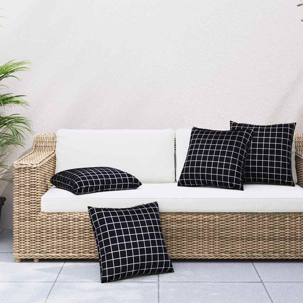 Διασκορπισμένα Μαξιλάρια Καρό 4 Pcs Μαύρη Καρώ 60 X 60 Cm