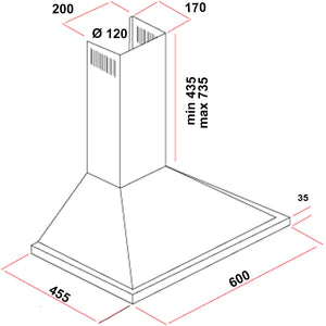 MULTIHOME MH-6652 Απορροφητήρας Καμινάδα 60cm Μαύρο