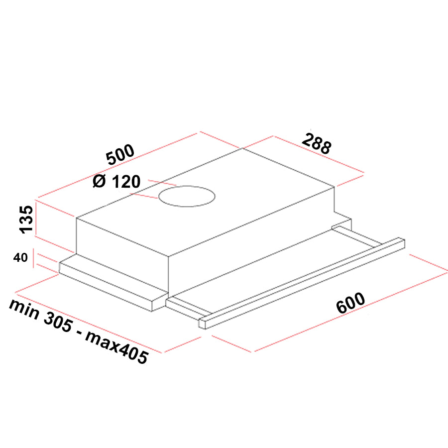 KUMTEL DS6-905A S Απορροφητήρας Συρόμενος 60cm Μαύρο