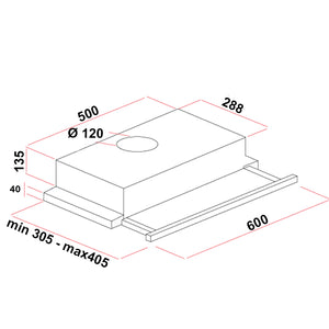 KUMTEL DS6-905A S Απορροφητήρας Συρόμενος 60cm Μαύρο