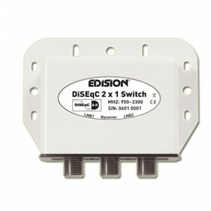 <h2>EDISION DISEQC 2X1</h2>
<h2 class="title section-title specs-section"><span class="content">Χαρακτηριστικά</span></h2>
<div class="specs-container content section">
<div class="spec-groups">
<div class="spec-details">
<dl>
 	<dt>Είδος</dt>
 	<dd>Πολυδιακόπτης</dd>
</dl>
</div>
</div>
</div><ul>
 	<li>Είσοδοι: 2</li>
 	<li>Έξοδοι: 1</li>
 	<li>Φάσμα Συχνότητας: 950 ~ 2400 MHz</li>
 	<li>Απώλεια: 3 dB</li>
 	<li>Κατανάλωση: 15mA<