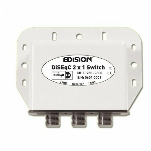 <h2>EDISION DISEQC 2X1</h2>
<h2 class="title section-title specs-section"><span class="content">Χαρακτηριστικά</span></h2>
<div class="specs-container content section">
<div class="spec-groups">
<div class="spec-details">
<dl>
 	<dt>Είδος</dt>
 	<dd>Πολυδιακόπτης</dd>
</dl>
</div>
</div>
</div><ul>
 	<li>Είσοδοι: 2</li>
 	<li>Έξοδοι: 1</li>
 	<li>Φάσμα Συχνότητας: 950 ~ 2400 MHz</li>
 	<li>Απώλεια: 3 dB</li>
 	<li>Κατανάλωση: 15mA<