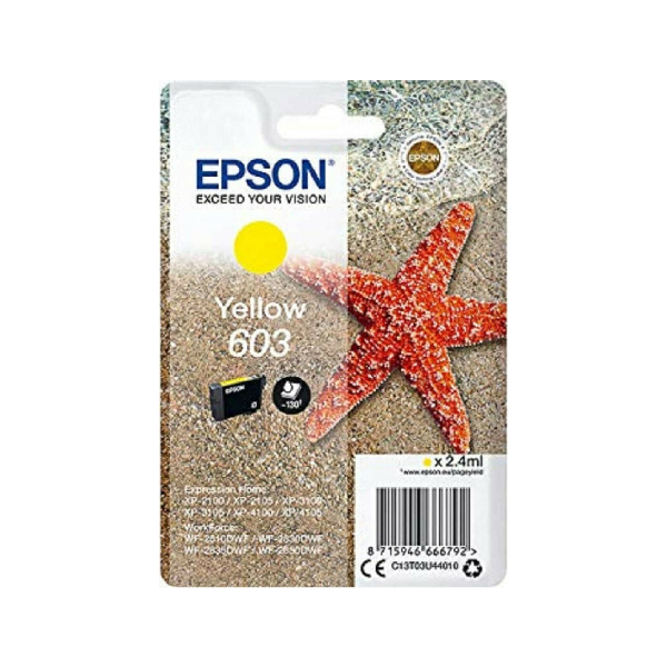 <h2>EPSON 603 C13T03U44010 ΜΕΛΑΝΙ YELLOW</h2>
<h2 class="title section-title specs-section"><span class="content">Χαρακτηριστικά</span></h2>
<div class="specs-container content section">
<div class="spec-groups">
<div class="spec-details">
<dl>
 	<dt>Χρώμα</dt>
 	<dd>Κίτρινο</dd>
</dl>
<dl>
 	<dt>Συσκευασία</dt>
 	<dd>Ενός Μελανιού</dd>
</dl>
<dl>
 	<dt>Μέγιστος αριθμός εκτύπωσης</dt>
 	<dd>150 Σελίδες</dd>
</dl>
<dl>
 	<dt