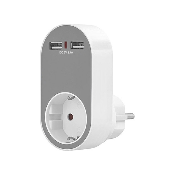 ΑΝΤΑΠΤΟΡΑΣ ΣΟΥΚΟ ΜΕ 2 USB ΓΚΡΙ ΜΕ ΠΡΟΣΤΑΣΙΑ ΕΠΑΦΩΝ
<ul>
 	<li>Χρώμα Προϊόντος: Λευκό - Γκρι</li>
 	<li>Αριθμός Σούκο: 1</li>
 	<li>Θύρα USB: 2</li>
 	<li>Τάση Τροφοδοσίας (V): 220-240V</li>
 	<li>Συχνότητα Λειτουργίας (Hz): 50/60Hz</li>
 	<li>Ονομαστική Ισχύς (W): 3680W</li>
 	<li>Προστασία Επαφών: Ναι</li>
 	<li>Γείωση Αντικειμένου: Ναι</li>
 