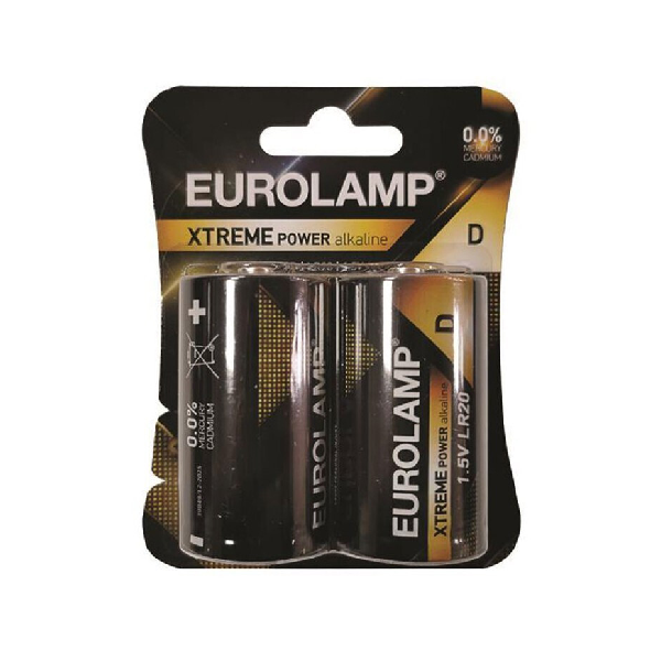 <h2>EUROLAMP 147-24123 ΜΠΑΤΑΡΙΑ XTREME D LR20 1.5V 2TMX</h2>
<h2 class="title section-title specs-section"><span class="content">Χαρακτηριστικά</span></h2>
<div class="specs-container content section">
<div class="spec-groups">
<div class="spec-details">
<dl>
 	<dt>Μέγεθος</dt>
 	<dd>D