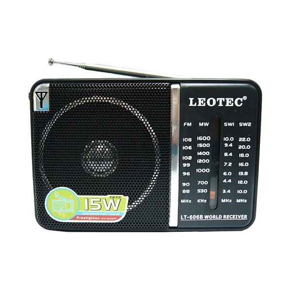 <h2>LEOTEC LT-606B ΡΑΔΙΟΦΩΝΟ</h2>
<h3>Χαρακτηριστικά</h3>
<dl>
 	<dt>Τύπος Ραδιοφώνου</dt>
 	<dd>Φορητό/Χειρός</dd>
</dl>
<dl>
 	<dt>Τύπος Δέκτη</dt>
 	<dd>Αναλογικό</dd>
</dl>
<dl>
 	<dt>Υποστηριζόμενες Συχνότητες</dt>
 	<dd>FM