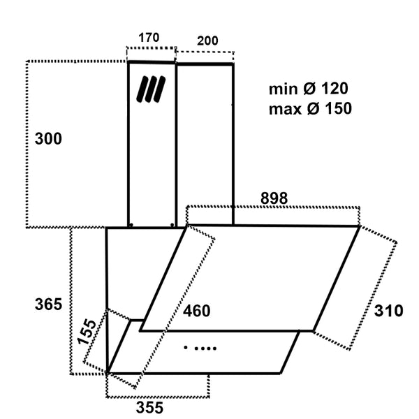 MULTIHOME MH-6605 Απορροφητήρας Καμινάδα 90cm Μπεζ