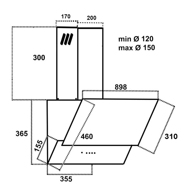 MULTIHOME MH-6604 Απορροφητήρας Καμινάδα 90cm Λευκό