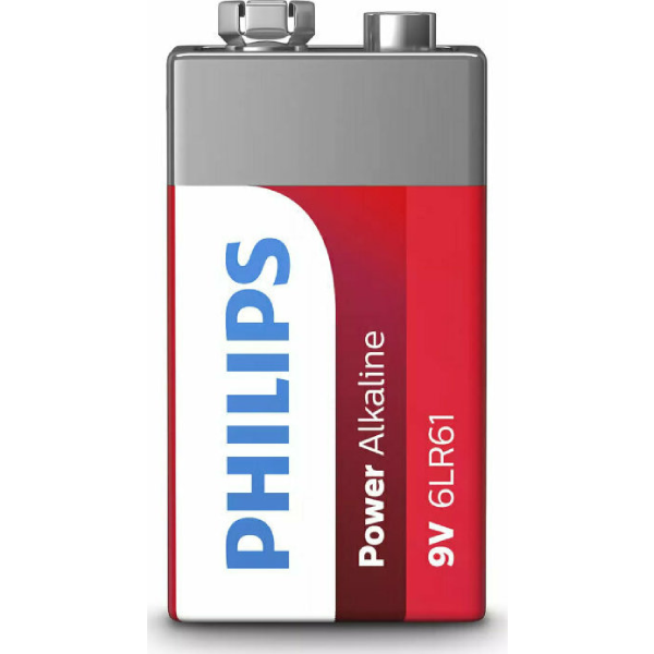 <h2>PHILIPS POWER ALCALINE 6LR61P1B 9V ΜΠΑΤΑΡΙΑ</h2>Αλκαλική μπαταρία της Philips μεγέθους 9V