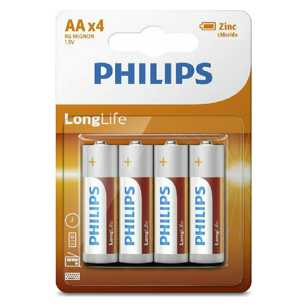 <h2>PHILIPS R6L4B/GRS LONGLIFE AA ΜΠΑΤΑΡΙΑ 4ΤΜΧ</h2>
<h2 class="title section-title specs-section"><span class="content">Χαρακτηριστικά</span></h2>
<div class="specs-container content section">
<div class="spec-groups">
<div class="spec-details">
<dl>
 	<dt>Μέγεθος</dt>
 	<dd>AA</dd>
</dl>
<dl>
 	<dt>Voltage</dt>
 	<dd>1