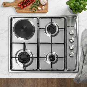 SILIFO SF6100 Εστία Μικτή 3 Υγραερίου και 1 Ηλεκτρική 60cm Inox (4 Έτη Εγγύηση)