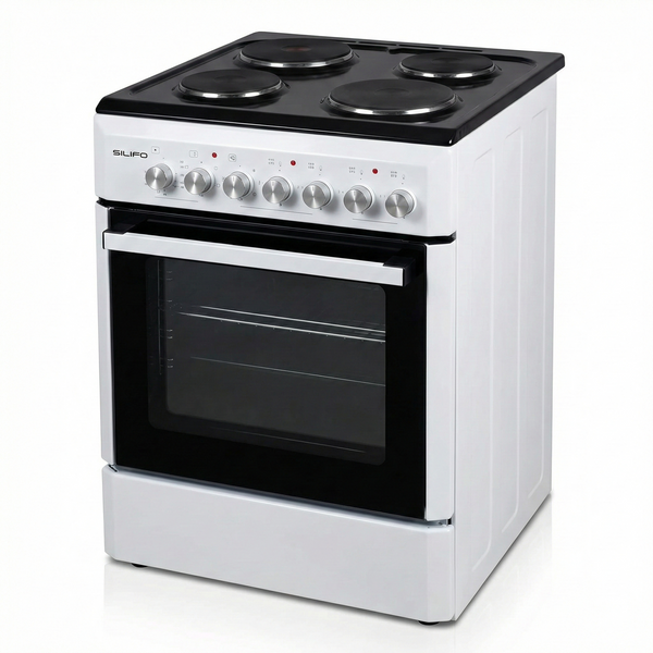 SILIFO SF6152 Ηλεκτρική Κουζίνα 60cm με Εμαγιέ Εστίες Λευκό Μαύρο (4 Έτη Εγγύηση)