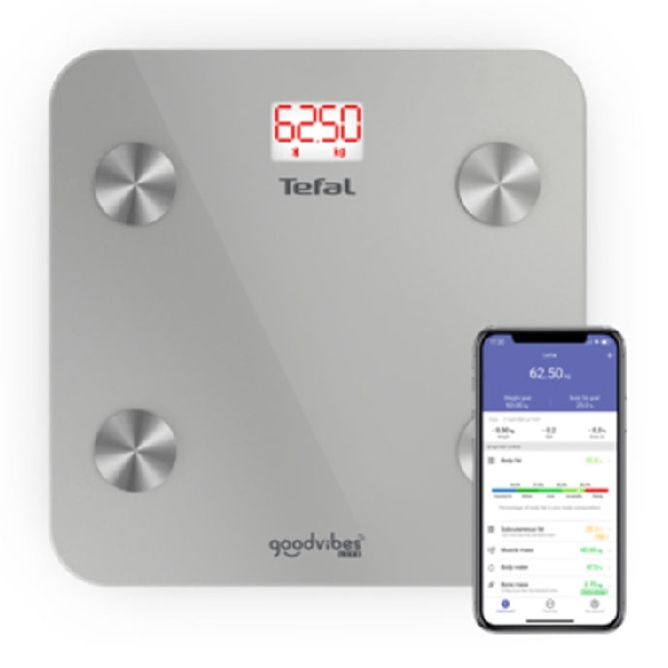 <h2>TEFAL GOODVIBES ΒΜ9600 SMART ΖΥΓΑΡΙΑ ΜΠΑΝΙΟΥ ΜΕ ΛΙΠΟΜΕΤΡΗΤΗ &amp; BLUETOOTH ΓΚΡΙ</h2>
<div class="spec-details">
<h3>Χαρακτηριστικά</h3>
<dl>
 	<dt>Τύπος</dt>
 	<dd>Ψηφιακή</dd>
</dl>
<dl>
 	<dt>Μέγιστο Βάρος</dt>
 	<dd>160 kg</dd>
</dl>
<dl>
 	<dt>Χρώμα</dt>
 	<dd>Γκρι</dd>
</dl>
<dl>
 	<dt>Λειτουργία Μνήμης</dt>
 	<dd><strong>Ναι</strong></dd>
</dl>
<dl>
 	<dt>με Λιπομετρητή</dt>
 	<dd><stro