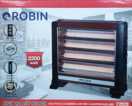 <div id="description">
<div class="specs-container content section">
<div class="sku-description">
<div class="simple-description js-description-html">

ROBIN AH-8220 Θερμάστρα χαλαζία

<strong>Χαρακτηριστικά:</strong>
<ul>
 	<li>Ισχύς: 2200W</li>
 	<li>Ανεμιστήρας: Ναι</li>
 	<li>Υγραντήρας: Ναι</li>
 	<li>5 σωλήνες χαλαζία 48cm</li>
 	<li>Συμπαγής σχεδιασμός εξασφαλίζοντας ευκολία κατά τ